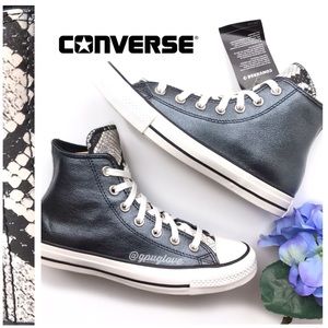 NWT CONVERSE All Star Authentic Glam Metallic Snakeskin Print Hightop Sneakers